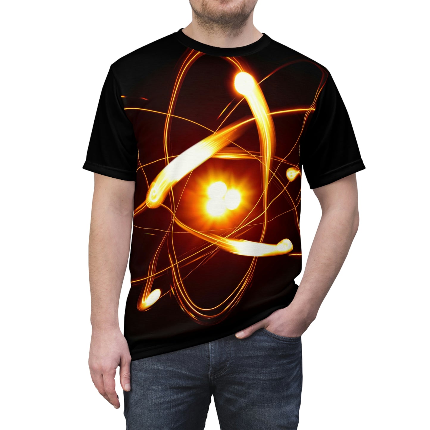 Unisex Cut & Sew Tee (AOP)Black Atom