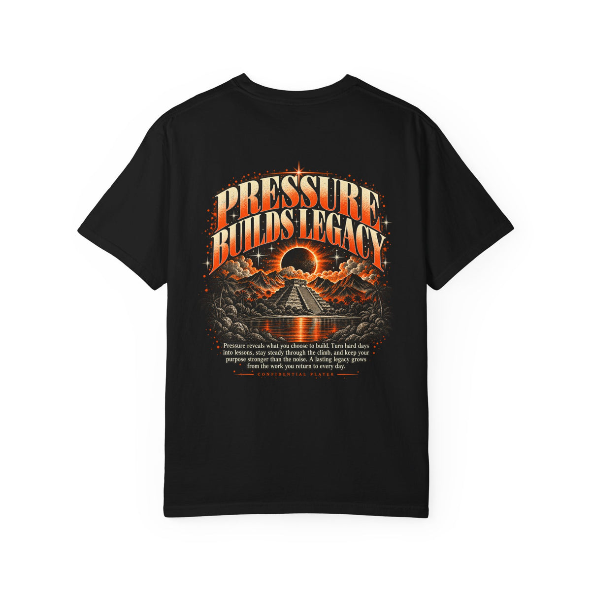 Confidential Player — Orange Pressure Builds Legacy 1717 T-Shirt