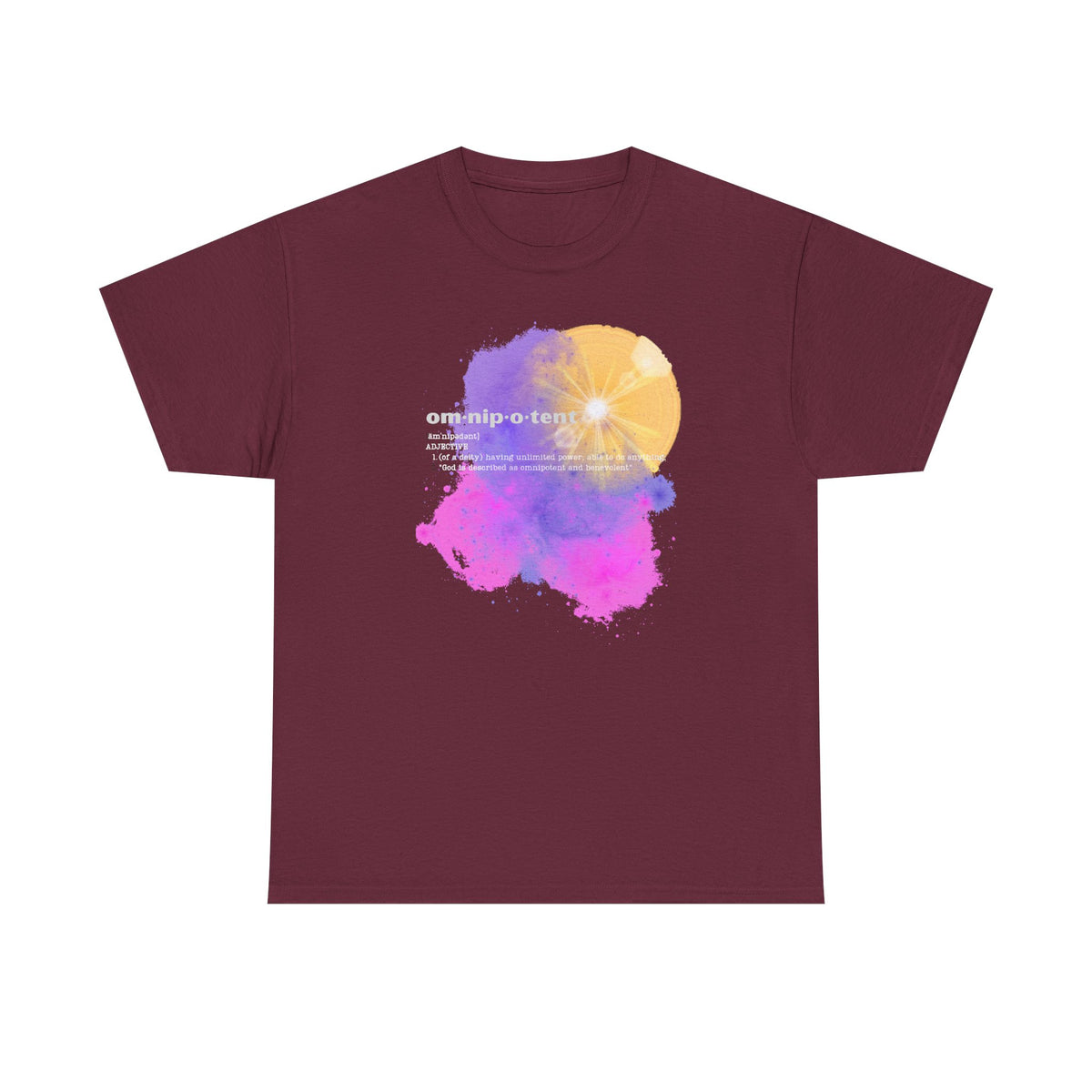 Omnipotent Galaxy T-Shirt — Cosmic Word Art Tee