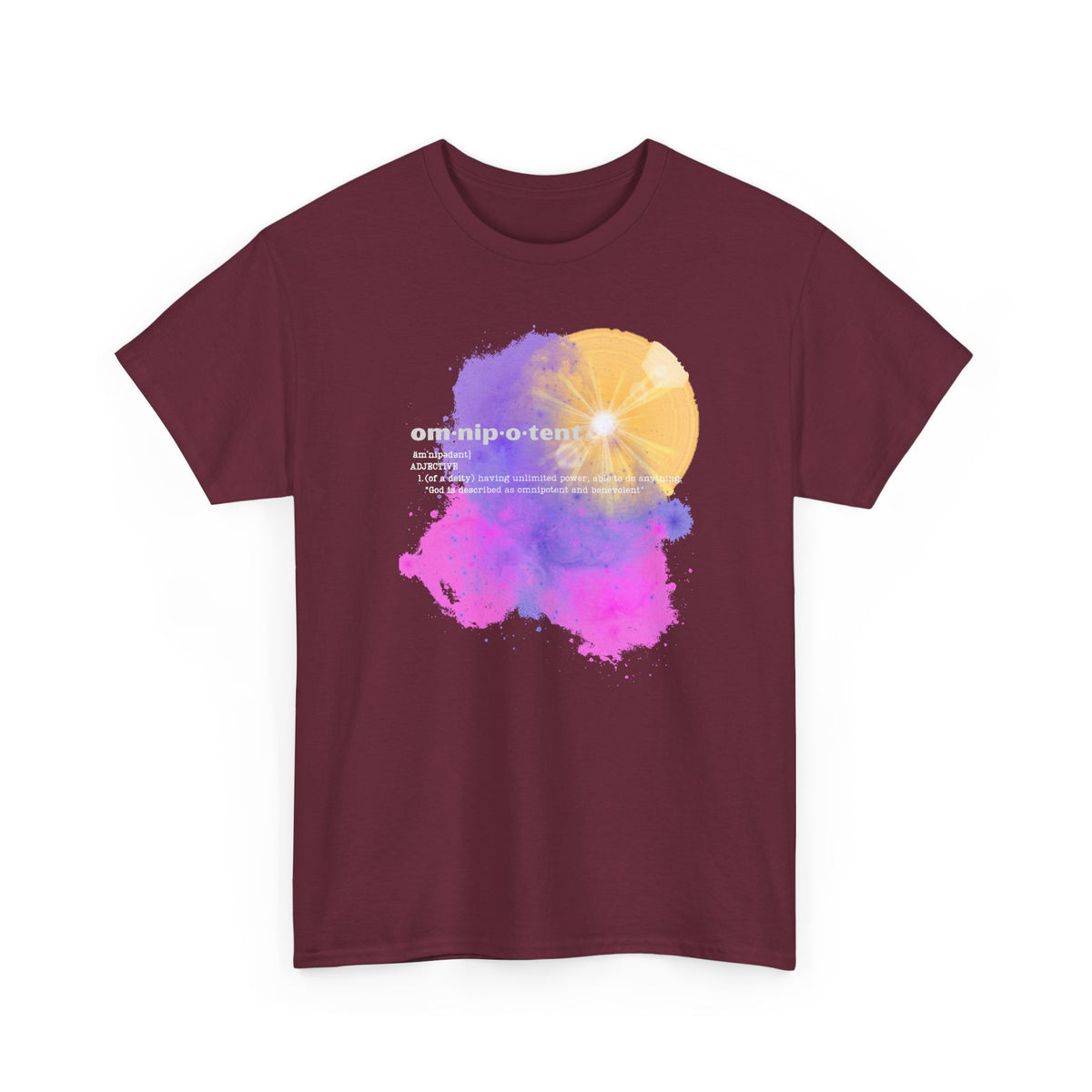 Omnipotent Galaxy T-Shirt — Cosmic Word Art Tee