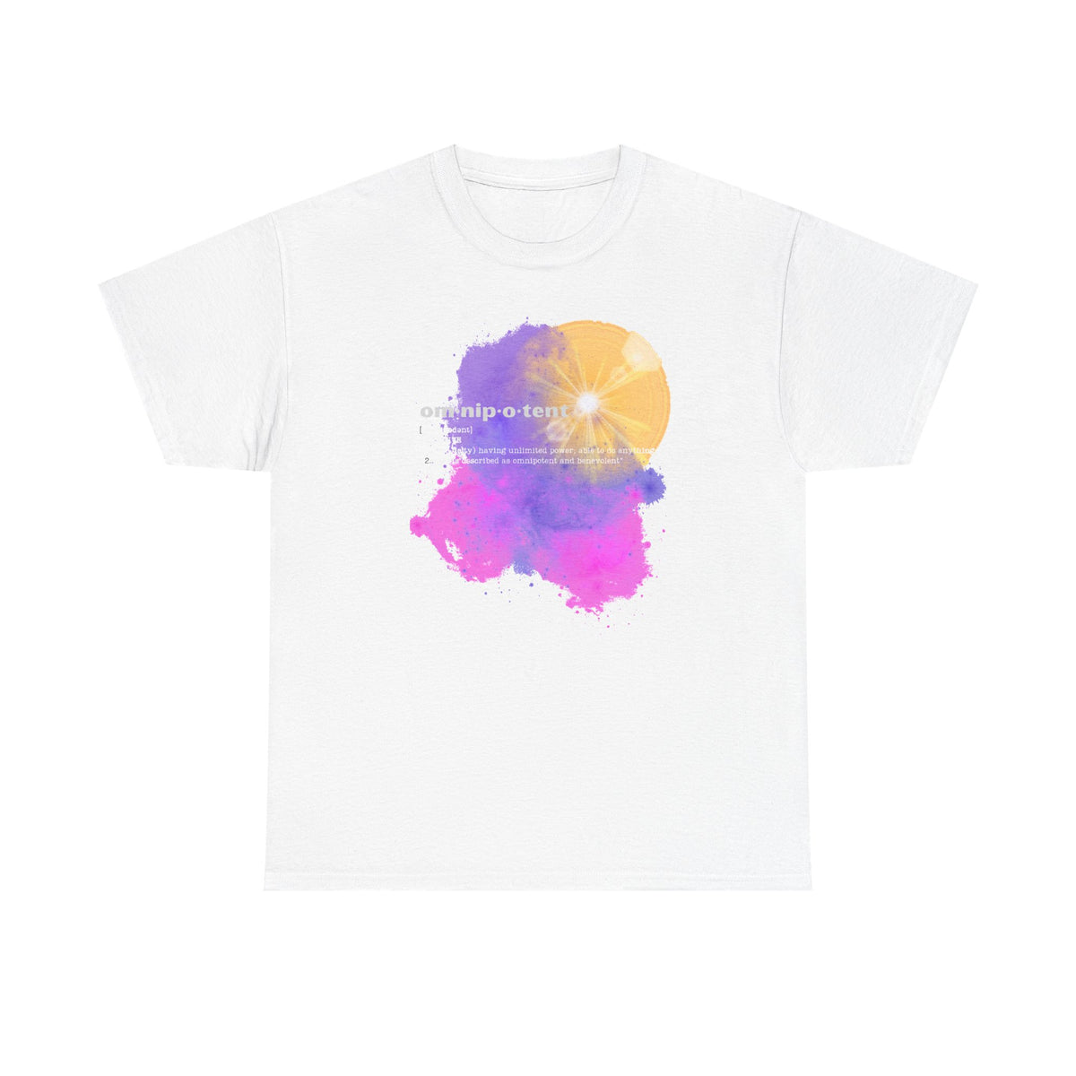 Omnipotent Galaxy T-Shirt — Cosmic Word Art Tee
