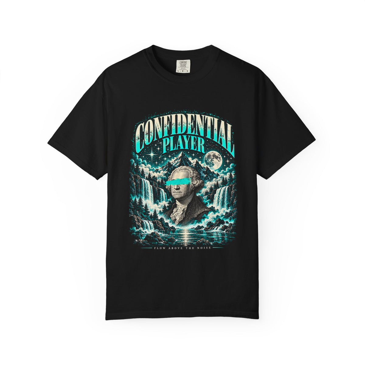 Confidential Player — Teal Flow Above the Noise 1717 T-Shirt