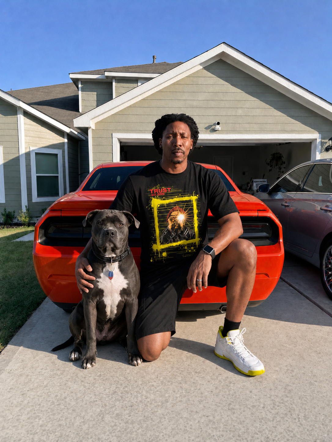 T-Shirt — "trust no one" Neon Frame Flash Photography Tee