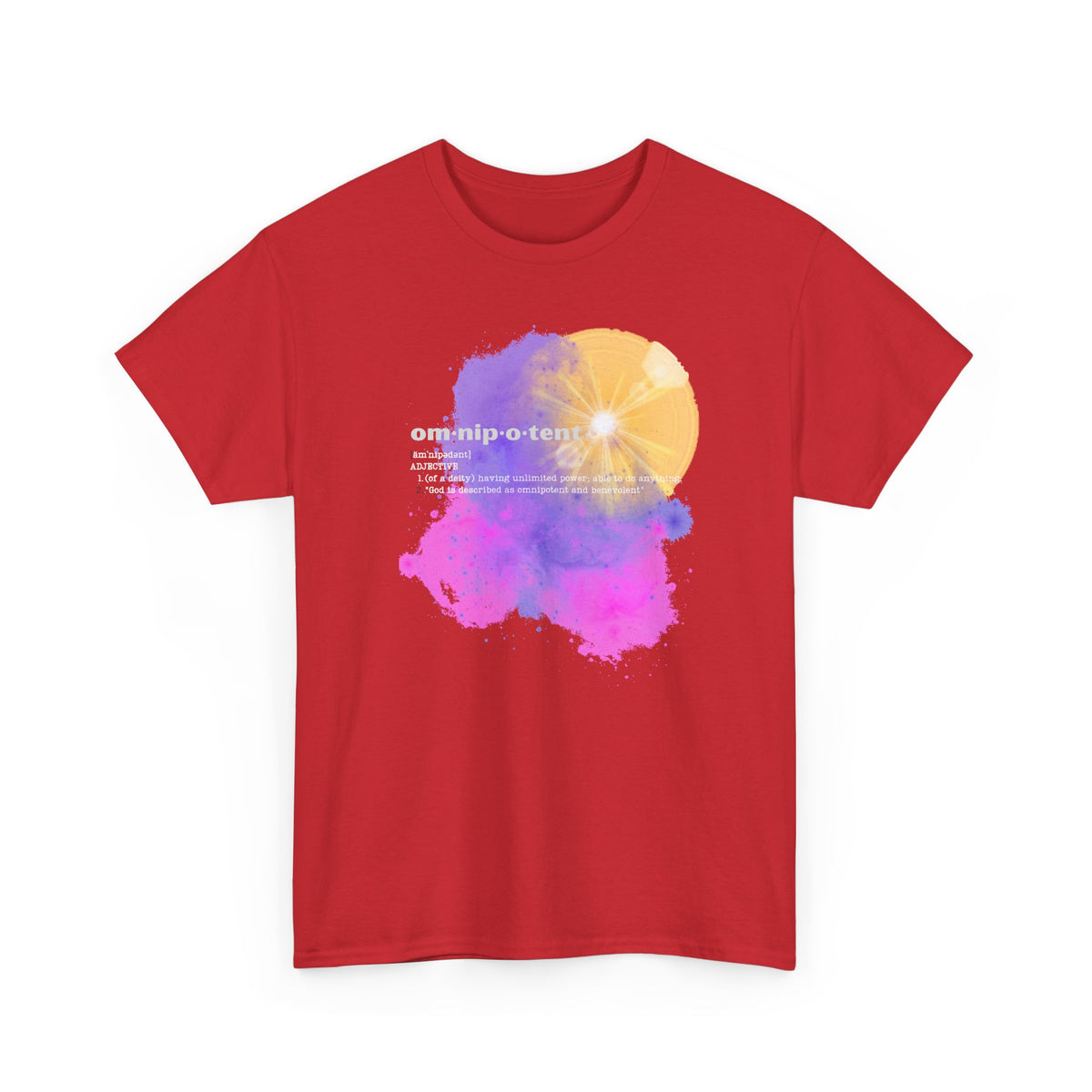 Omnipotent Galaxy T-Shirt — Cosmic Word Art Tee