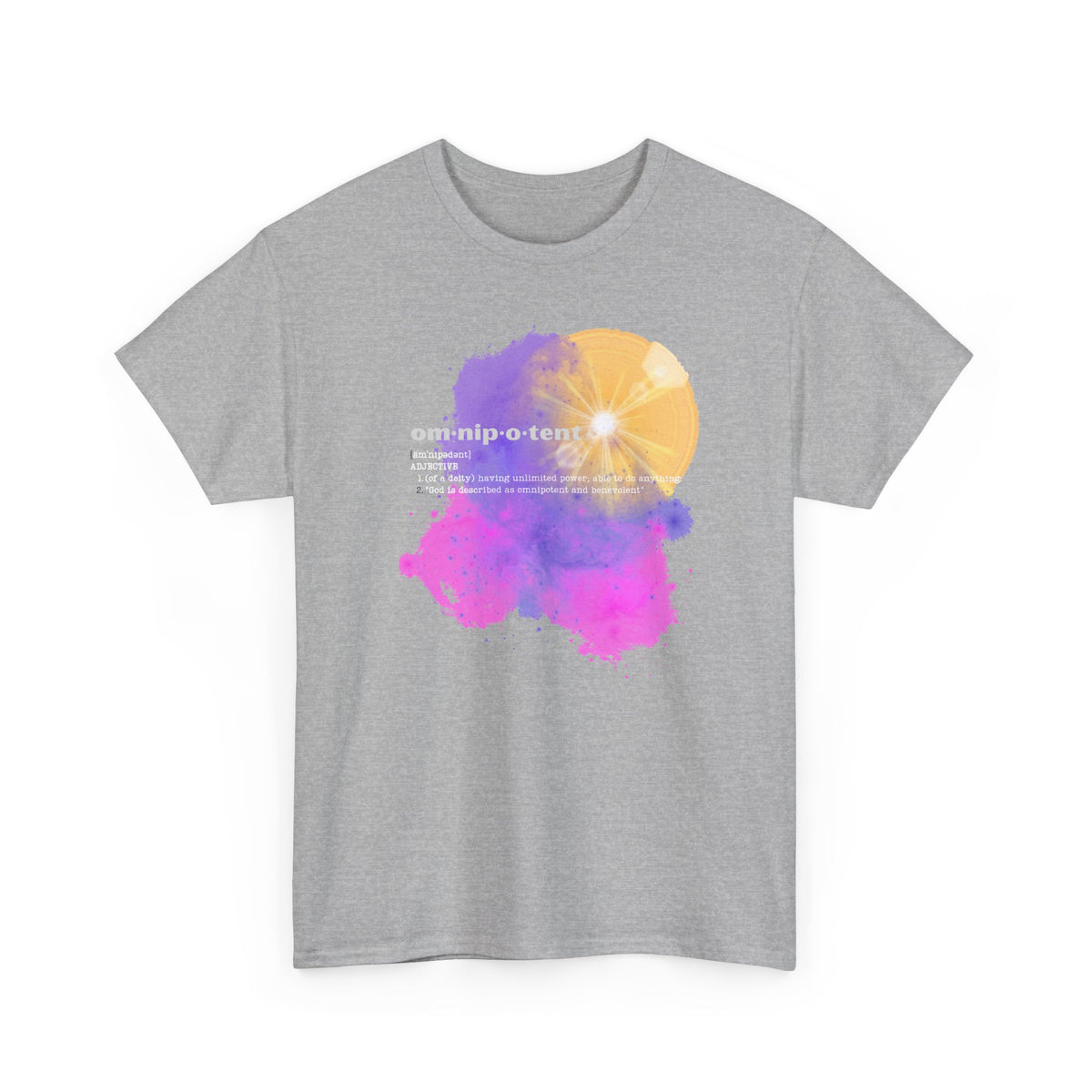 Omnipotent Galaxy T-Shirt — Cosmic Word Art Tee
