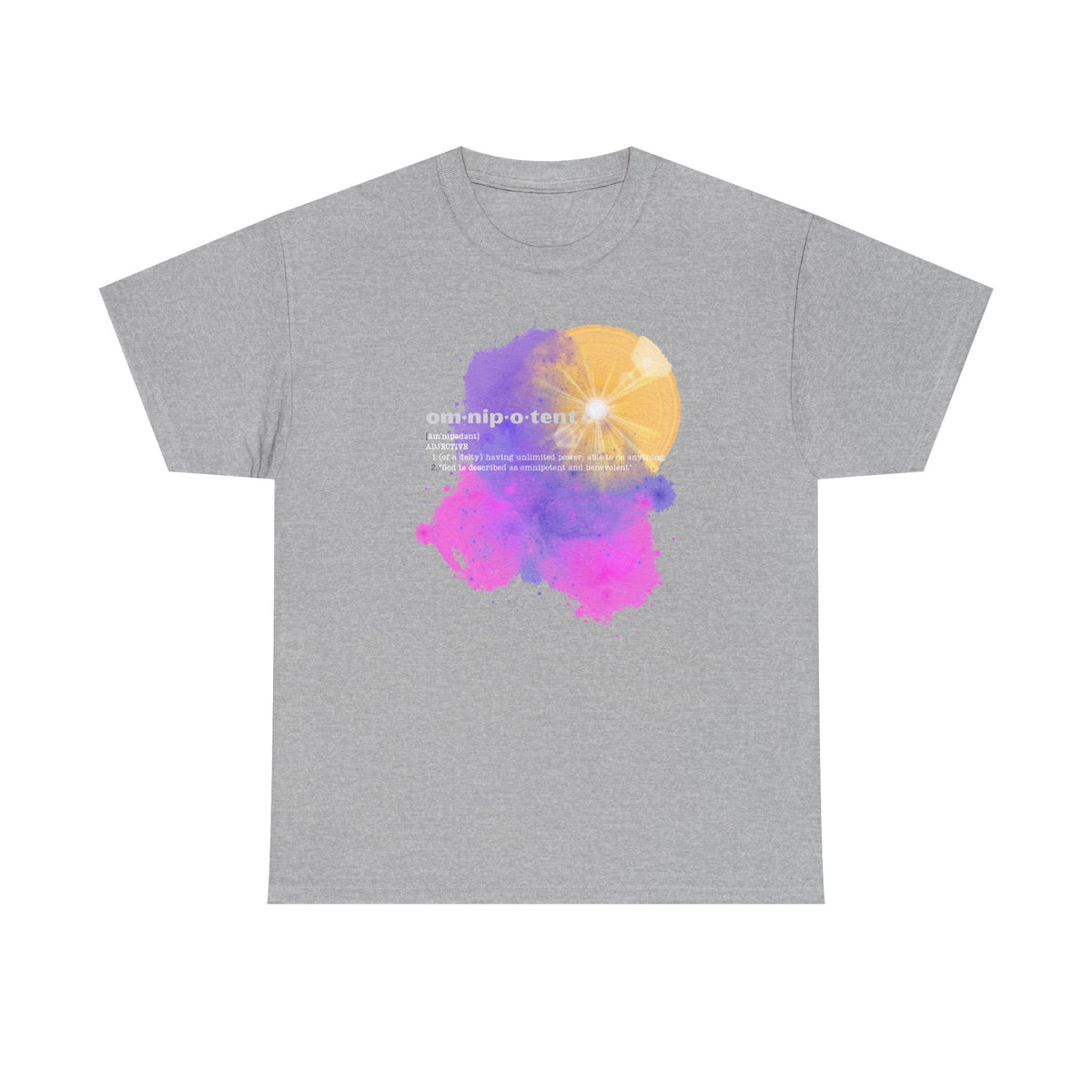 Omnipotent Galaxy T-Shirt — Cosmic Word Art Tee